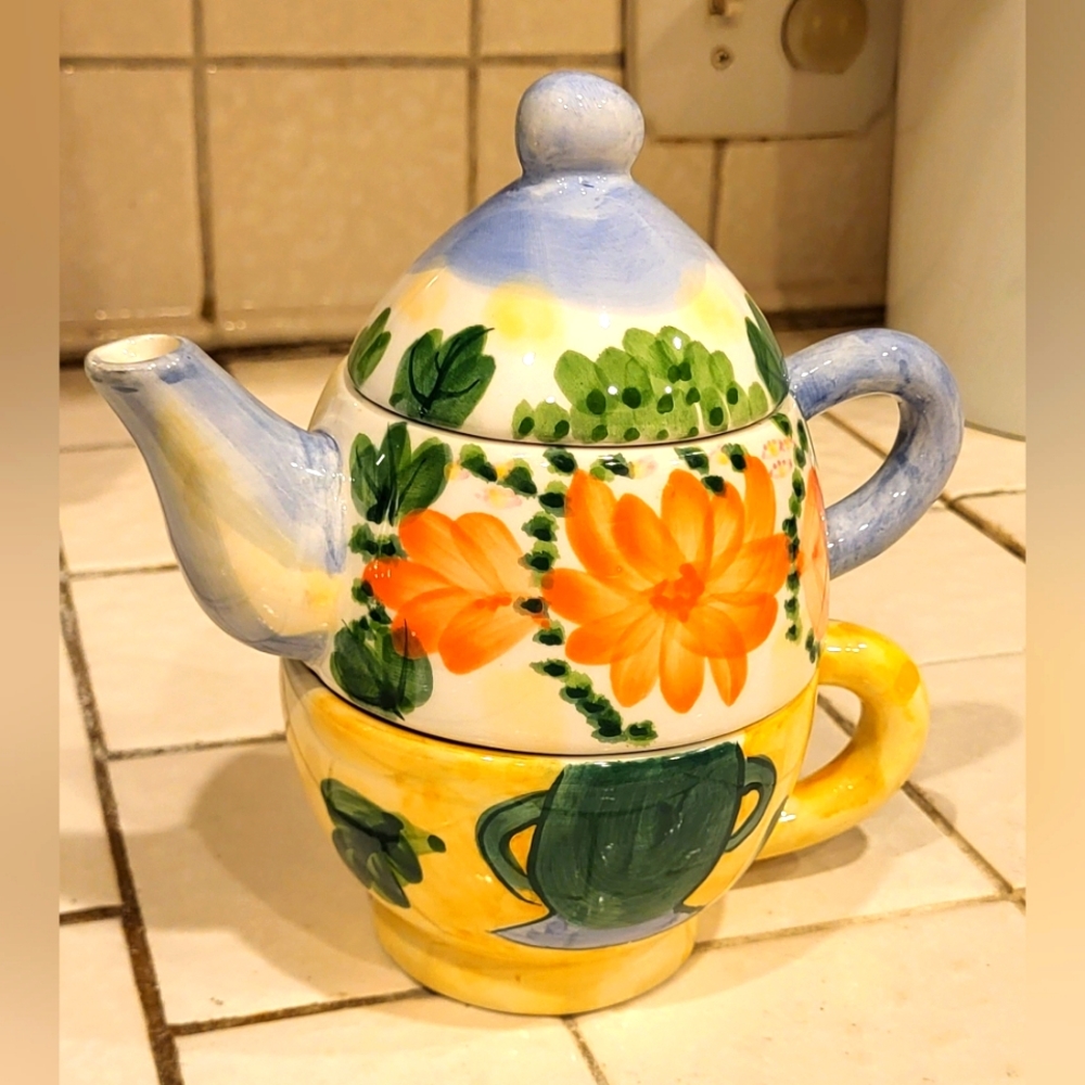 Bella Casa by Ganz tea set for one floral print